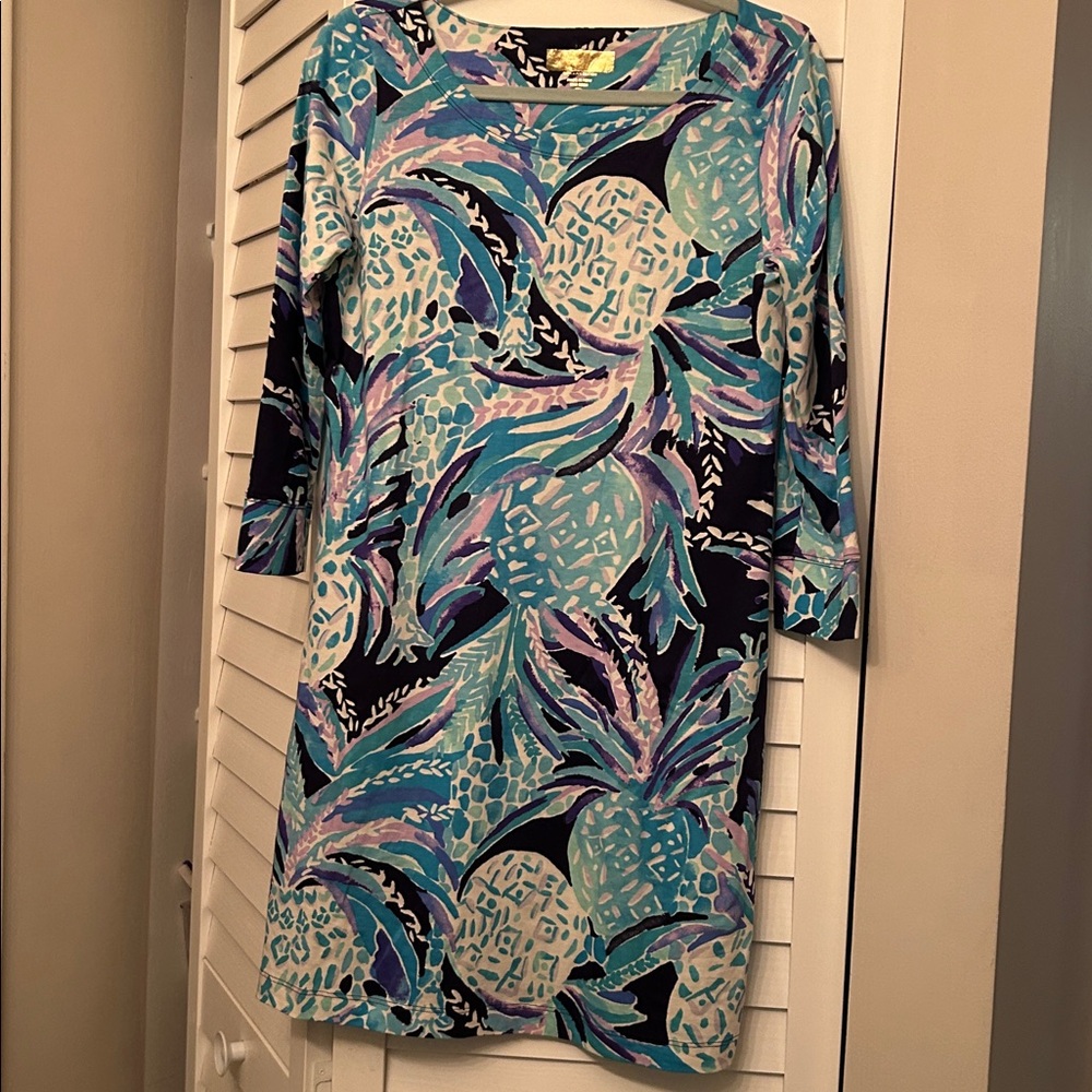 NWT Lilly Pulitzer Size Medium Hollee Dress In Bright Navy Alotta Colada